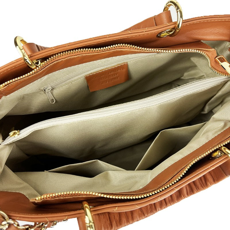 Quiltet Læder håndtaske - Vare nr. 6248